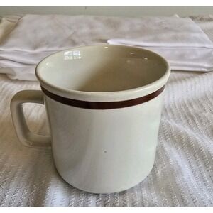 Genuine Stoneware Japan Mug Whote with Brown Stripe